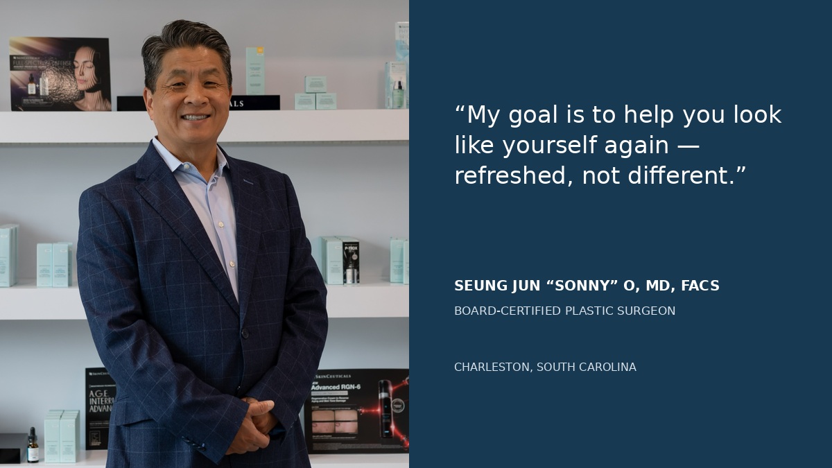 Dr Sonny O board certified plastic surgeon specializing in facial rejuvenation in Charleston SC